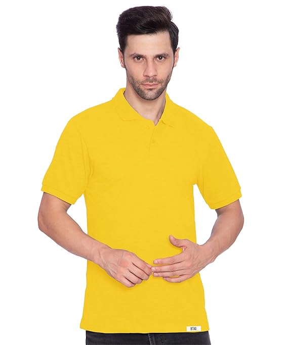 Men's Regular Fit Polo Neck Half Sleeve Solid Premium T-Shirt